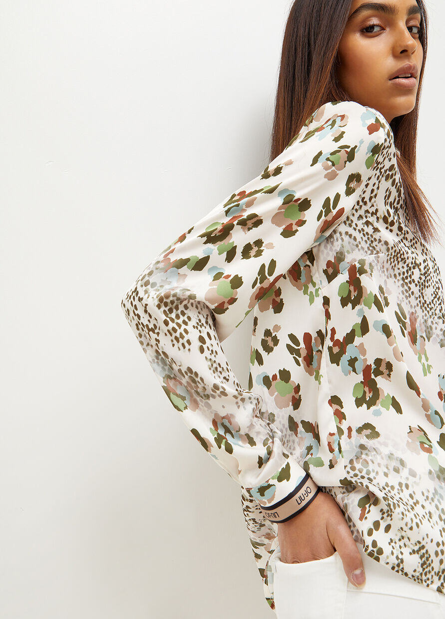 Camicia in Raso con Fantasia Liu Jo / Bianco - Ideal Moda