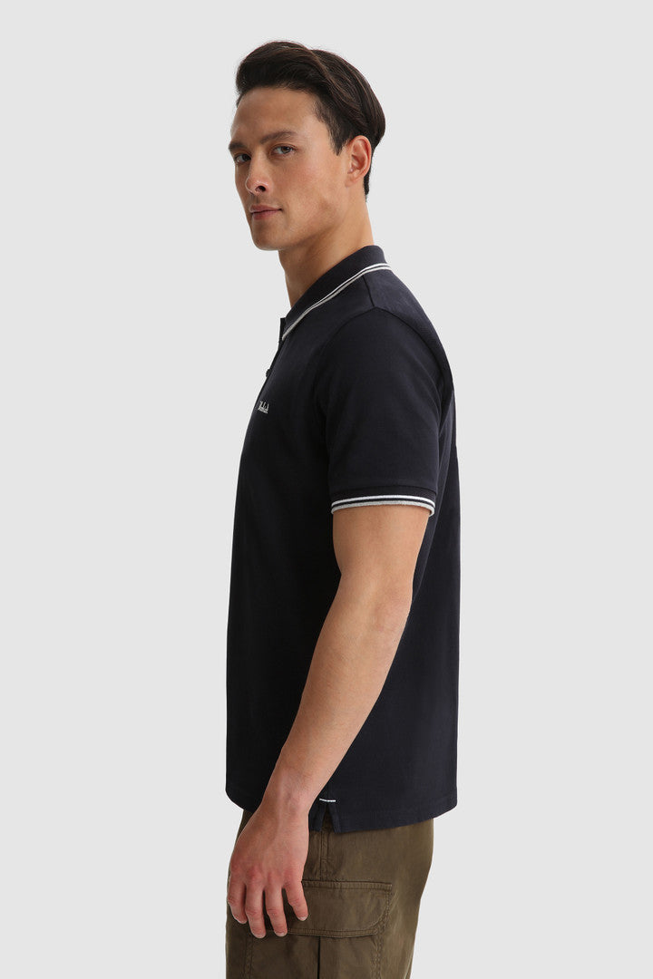 Polo Monterey in cotone piqué elasticizzato / Blu - Ideal Moda