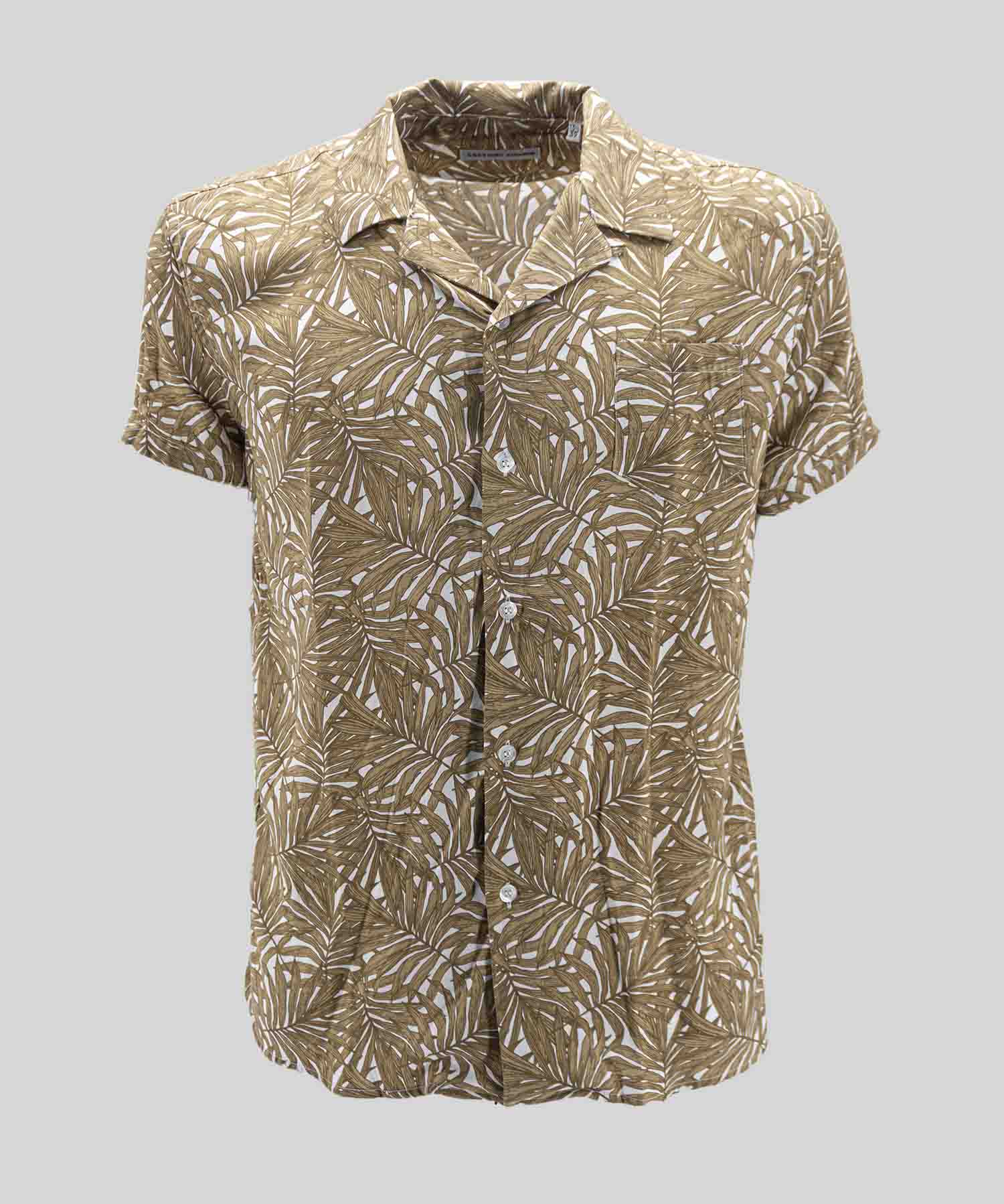 Camicia mezze maniche a fantasia / Beige - Ideal Moda