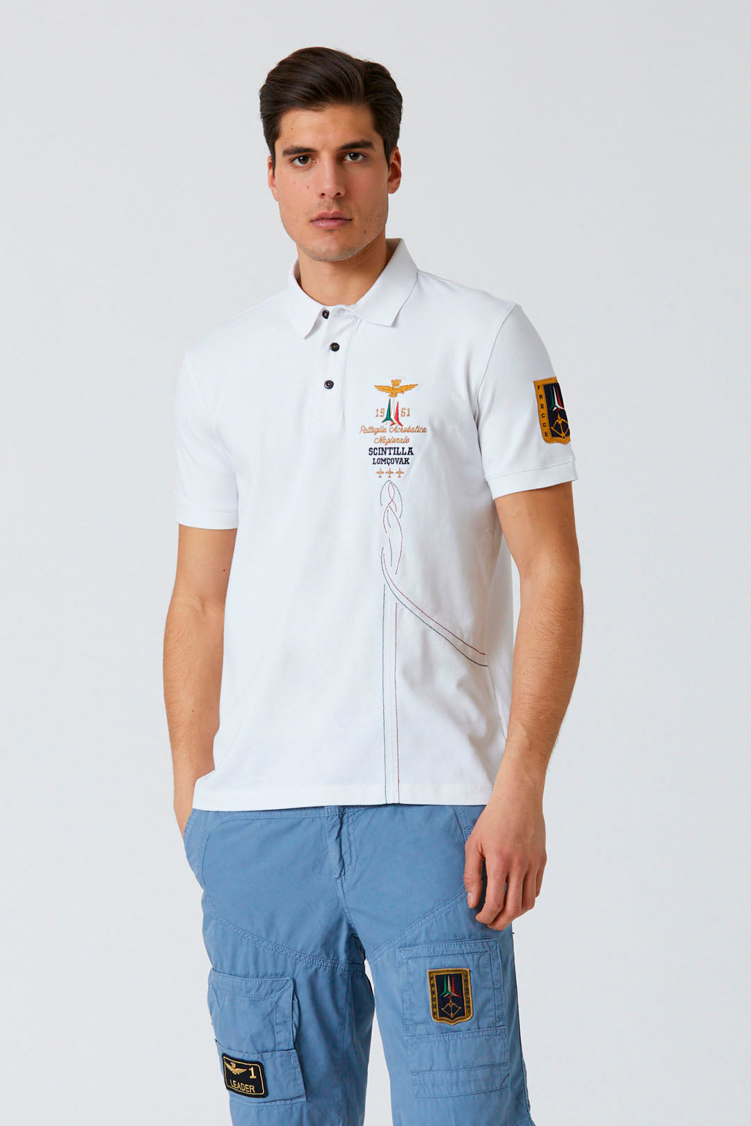Polo con Ricamo Aeronautica Militare / Bianco - Ideal Moda