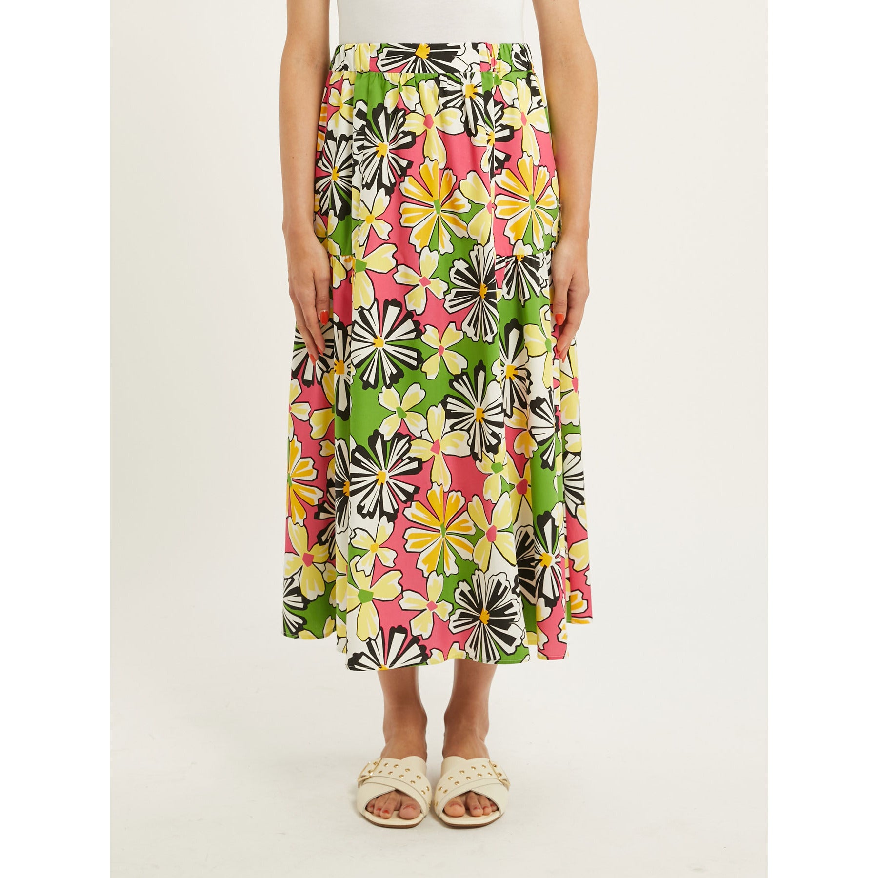 Gonna Lunga in Popeline di Cotone PennyBlack / Verde - Ideal Moda
