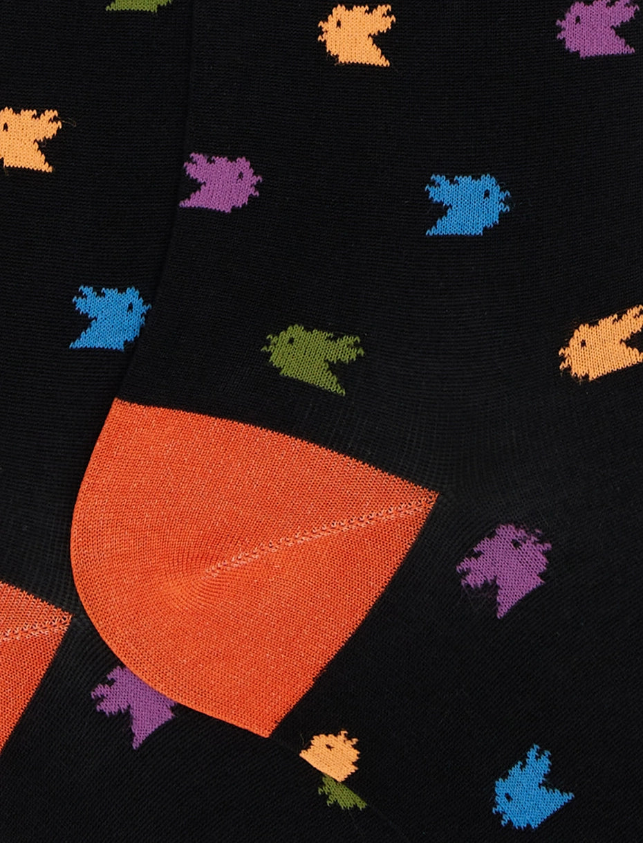 Calze Lunghe con Fantasia Gallo / Nero - Ideal Moda