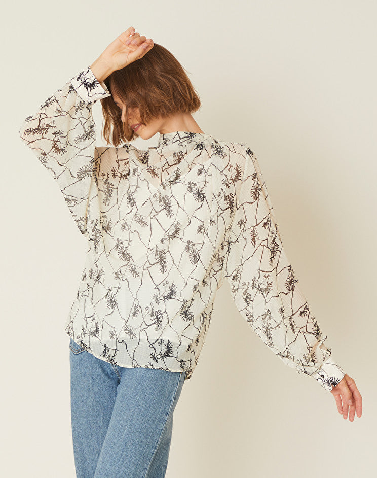 Blusa a Fantasia con Maniche Ampie Manila Grace / Bianco - Ideal Moda