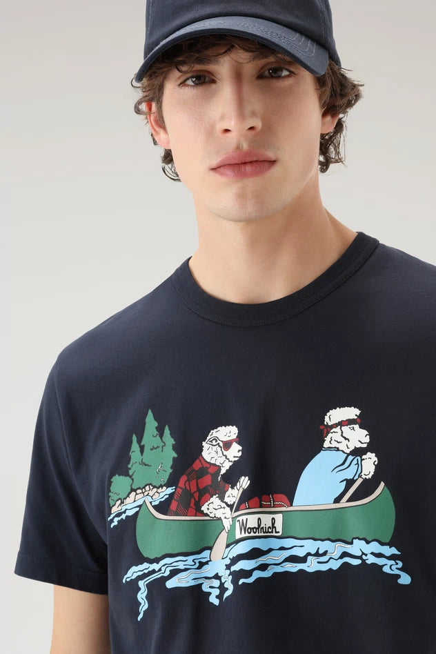 T-Shirt con Stampa Woolrich / Blu - Ideal Moda