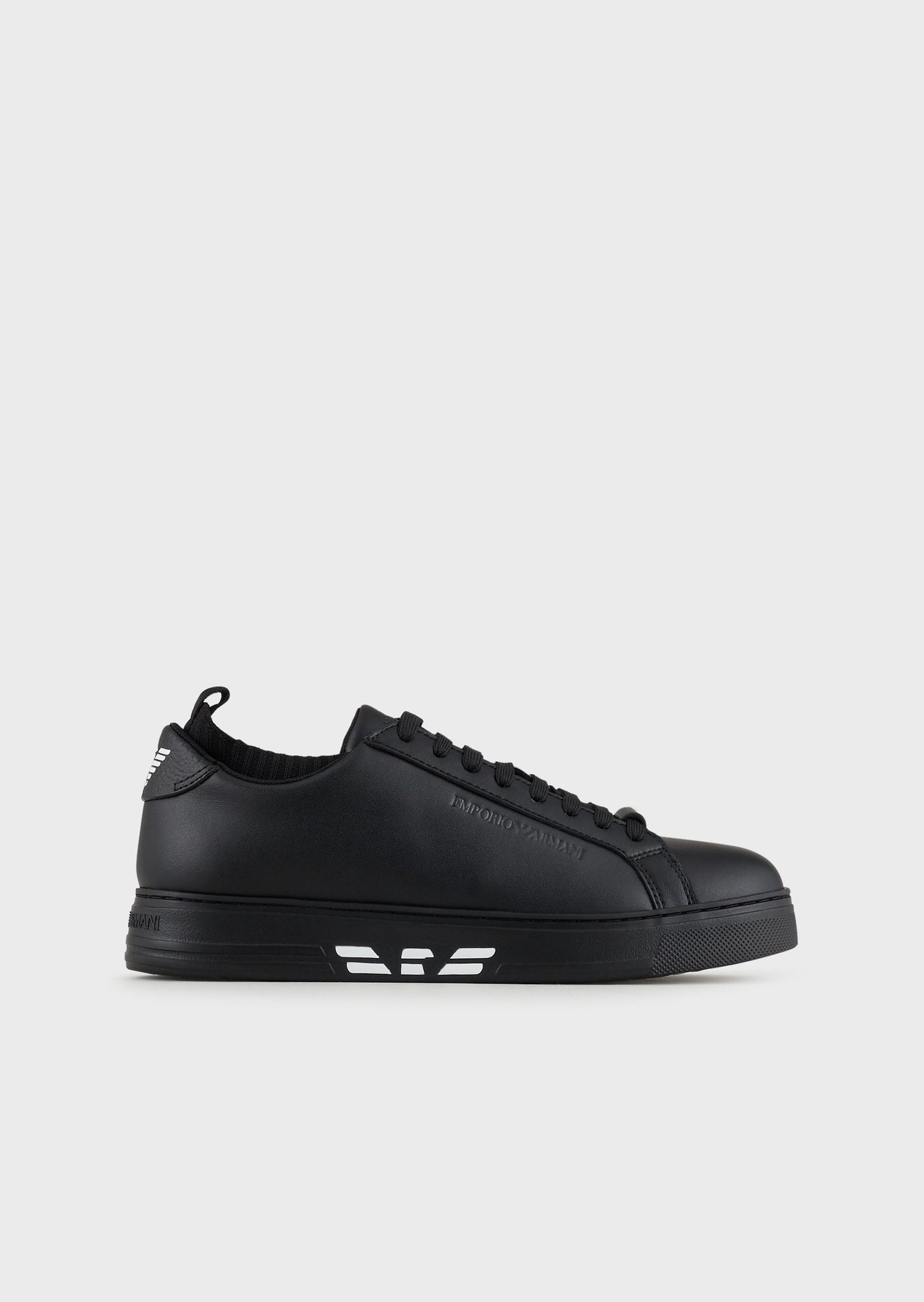 Sneakers in pelle con inserto maglia / Nero - Ideal Moda