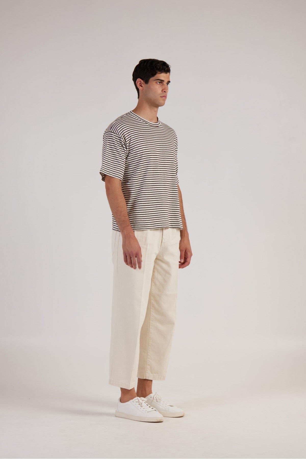 T-Shirt in Lino a Righe Daniele Fiesoli / Marrone - Ideal Moda