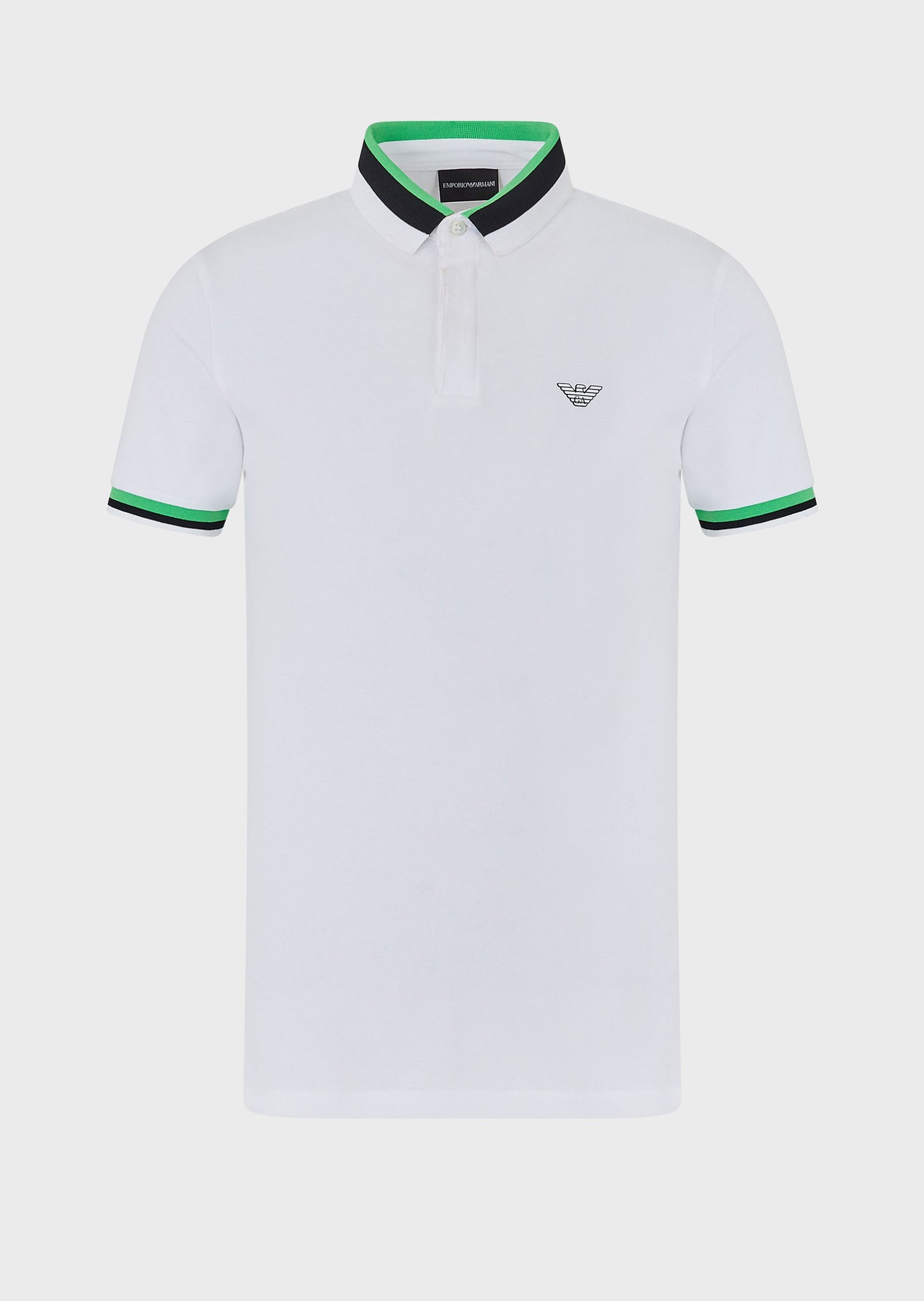 Polo in piquet stretch con collo a contrasto / Bianco - Ideal Moda