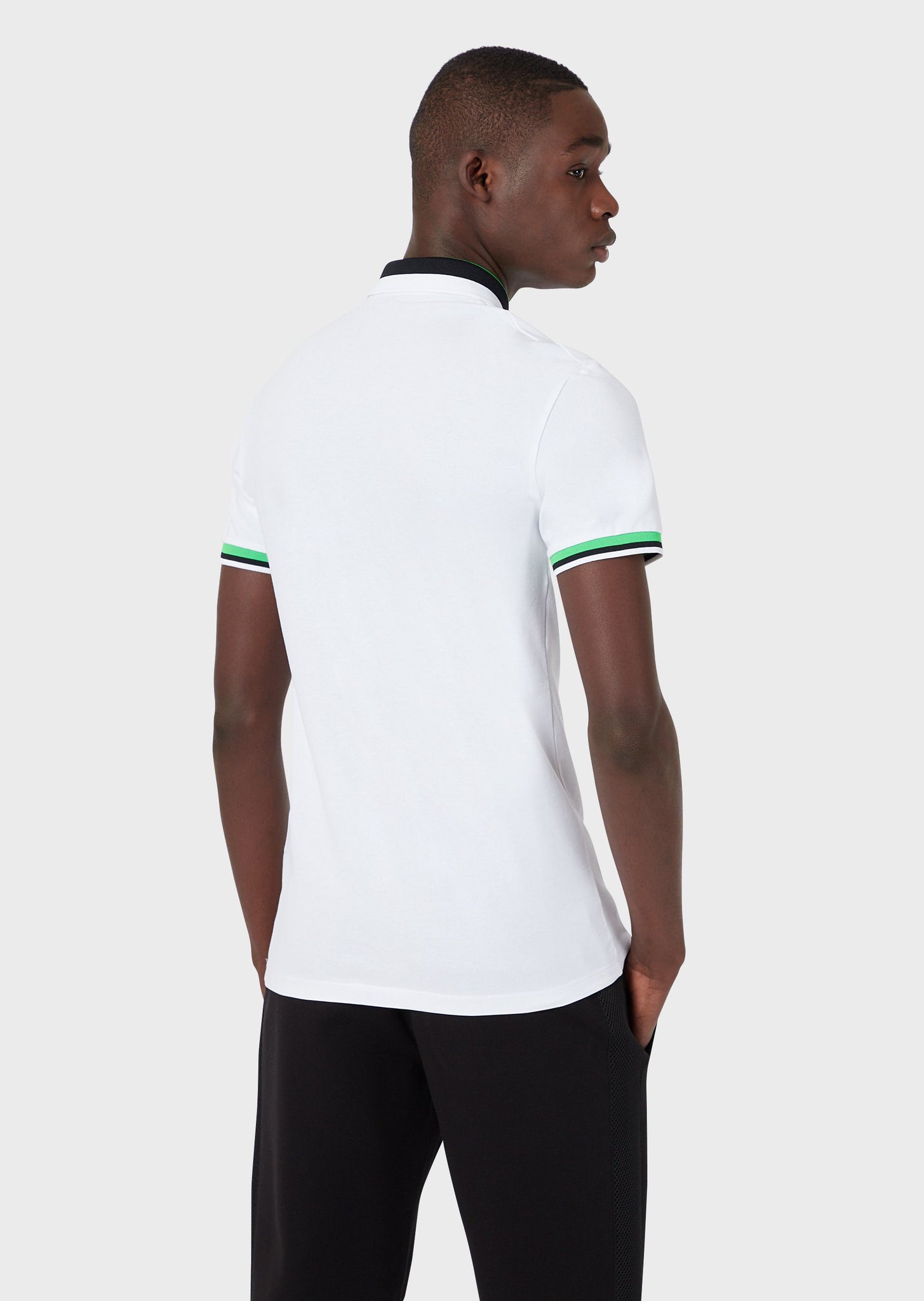 Polo in piquet stretch con collo a contrasto / Bianco - Ideal Moda