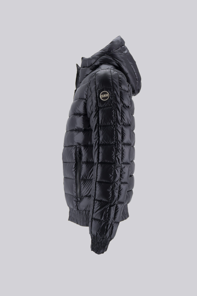 Piumino Lucido con Elastico / Nero - Ideal Moda