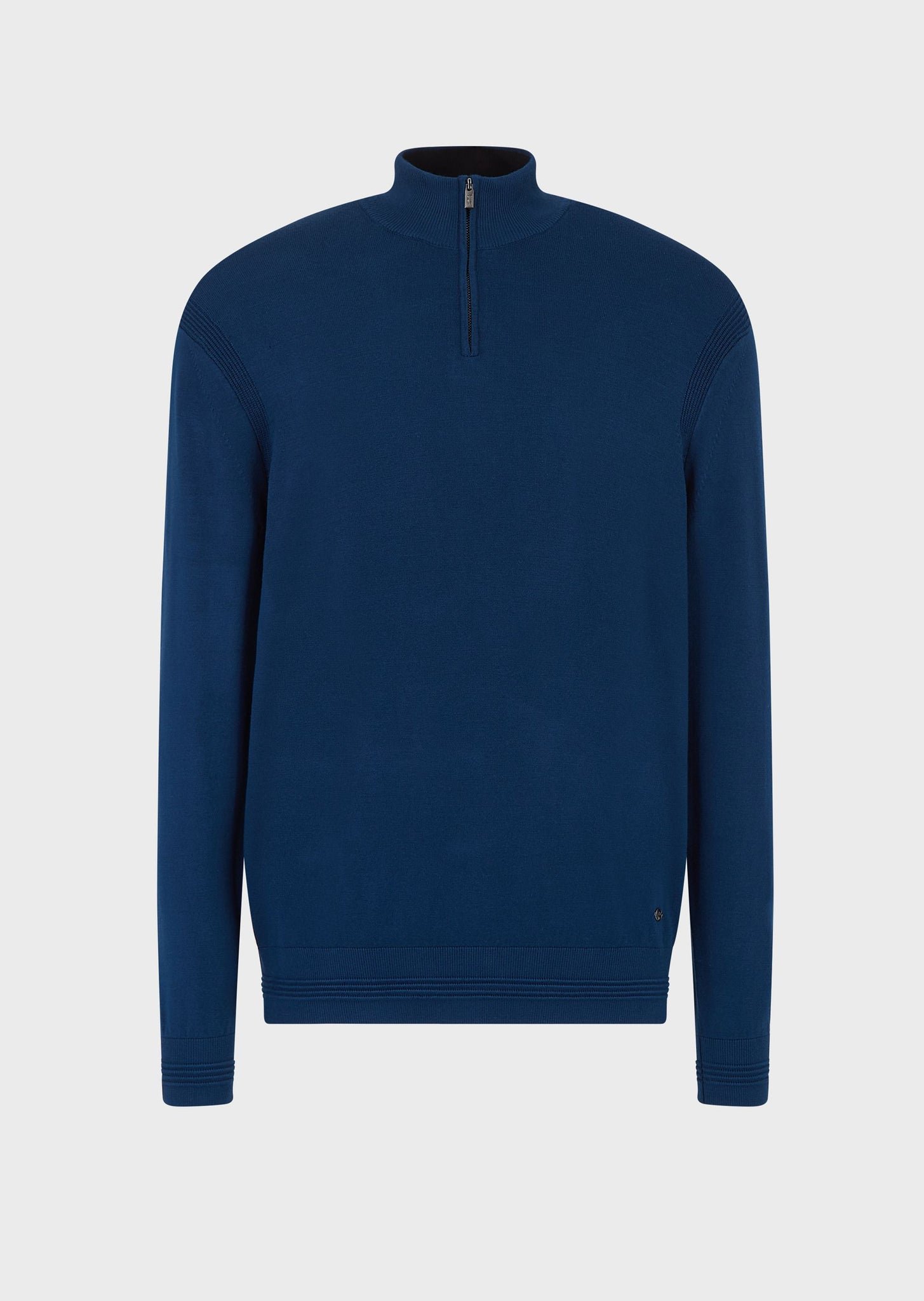 Maglione con zip parziale e dettagli ottoman / Blu - Ideal Moda