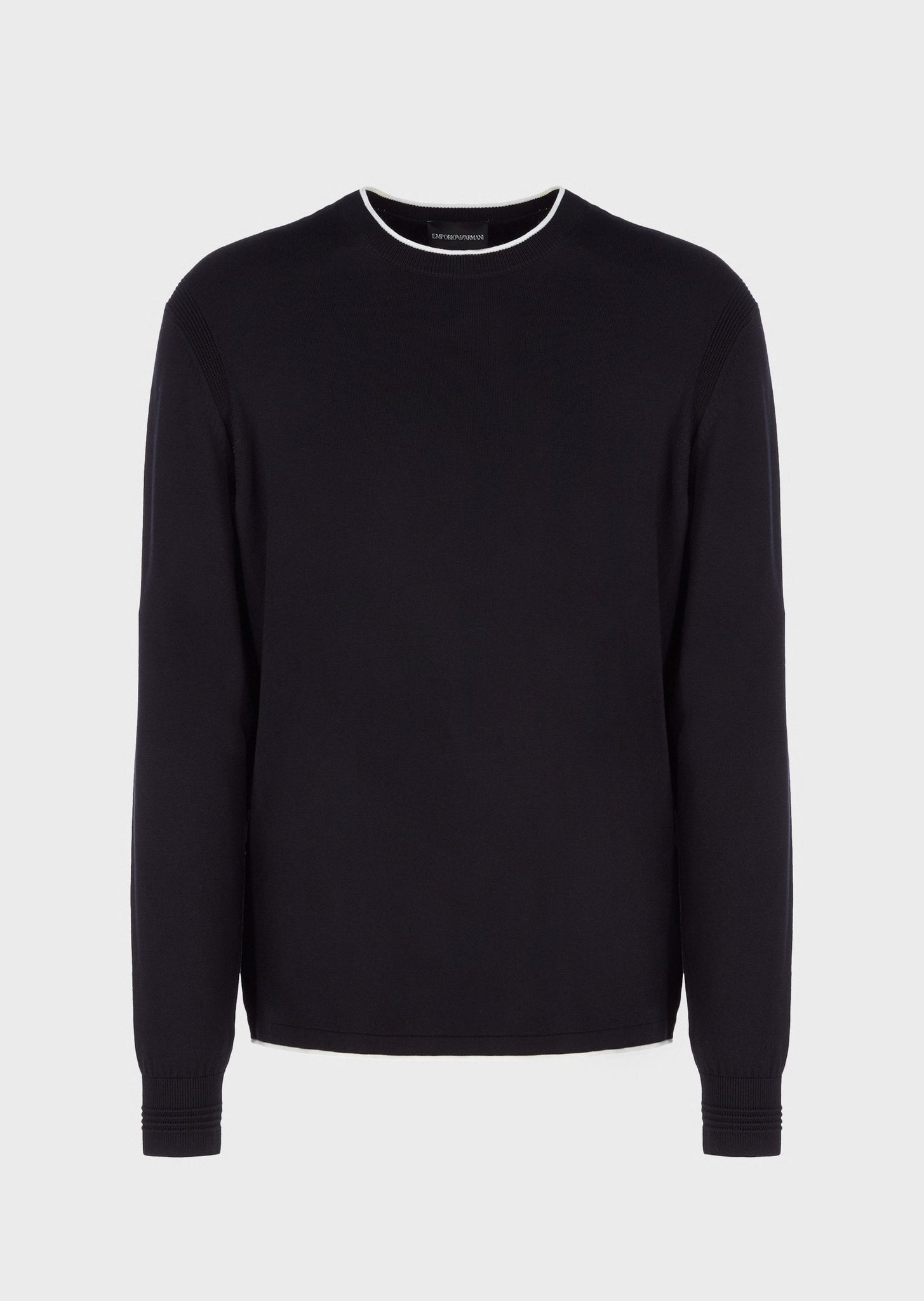 Maglione girocollo con dettagli ottoman / Blu - Ideal Moda