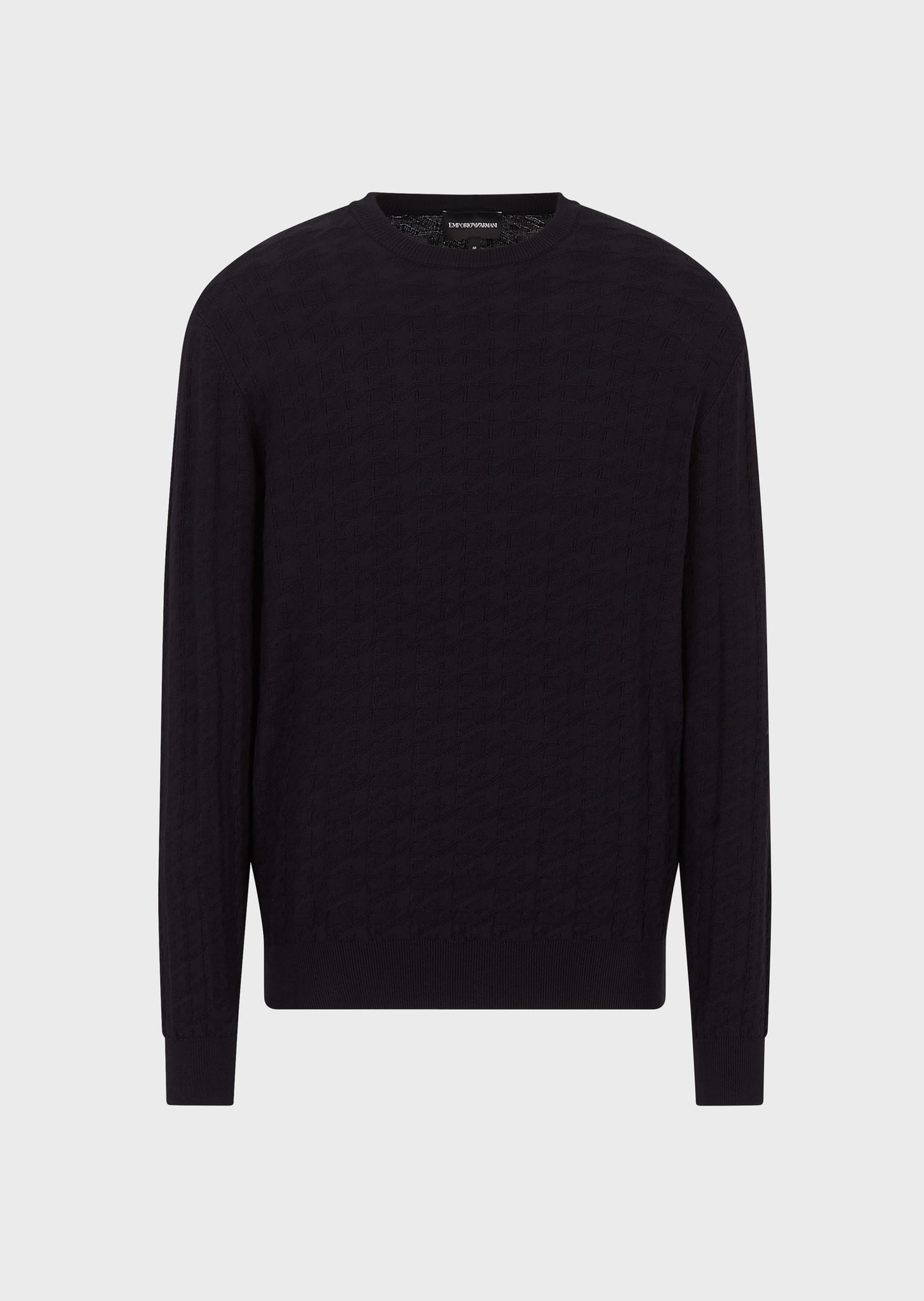 Maglione girocollo con pattern armaturato / Blu - Ideal Moda