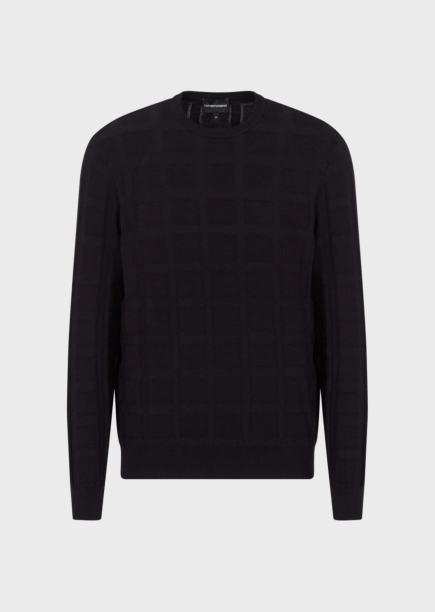 Maglione girocollo con pattern armaturato / Blu - Ideal Moda
