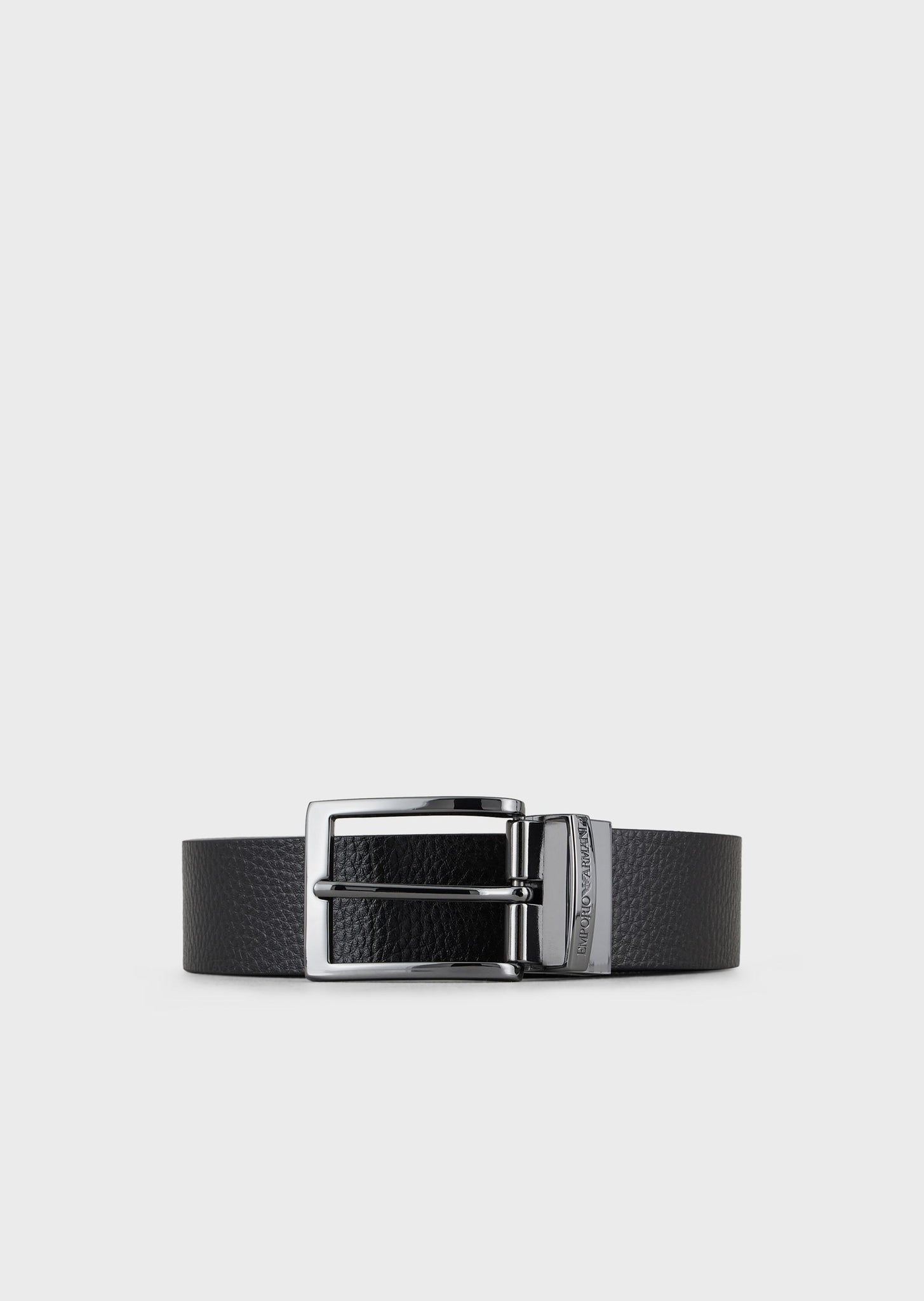 Cintura reversibile in pelle con stampa palmellata / Nero - Ideal Moda