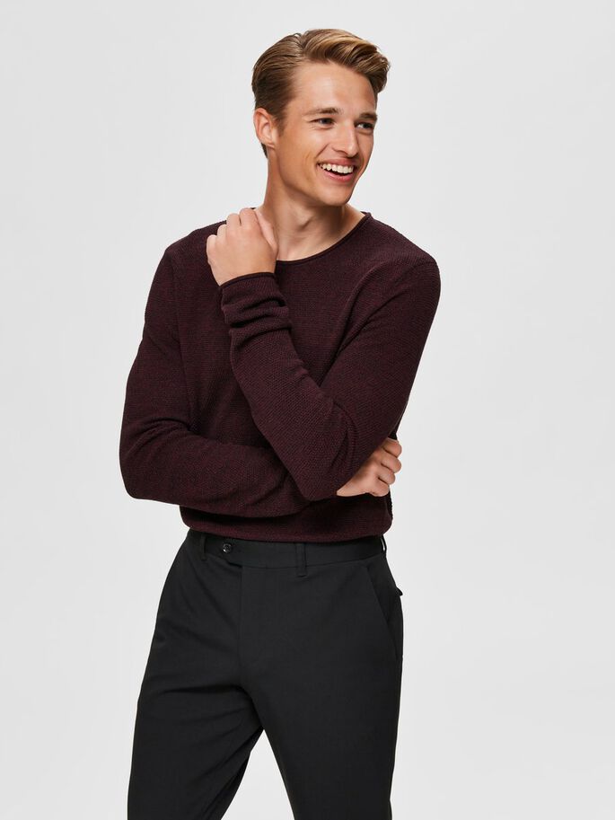 Girocollo Tramato in Cotone / Bordeaux - Ideal Moda