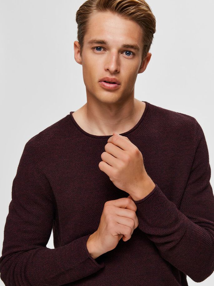 Girocollo Tramato in Cotone / Bordeaux - Ideal Moda