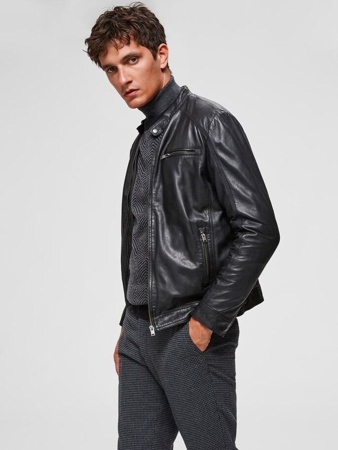Giacca in Pelle / Nero - Ideal Moda