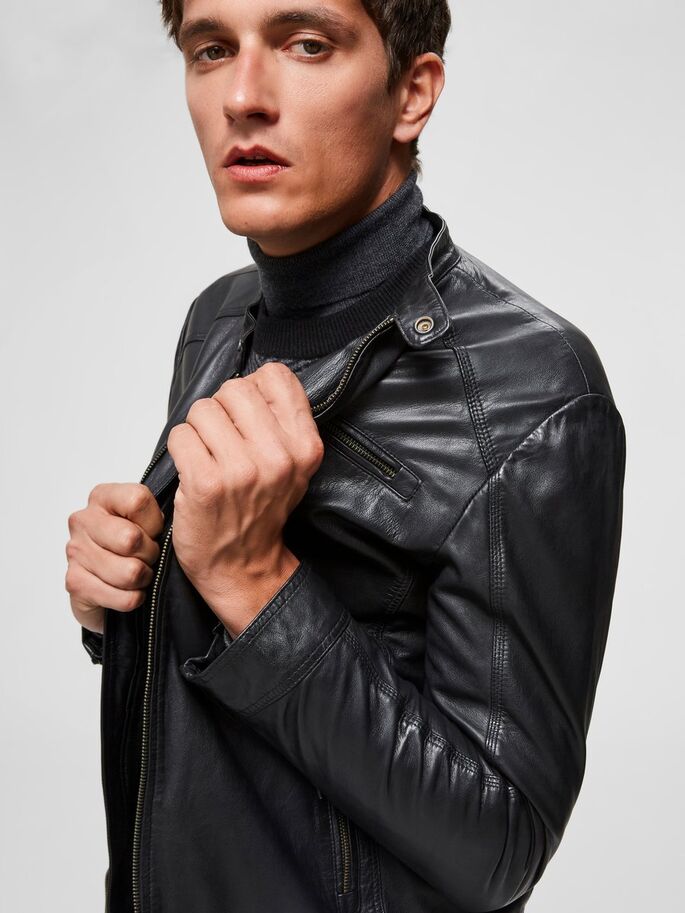 Giacca in Pelle / Nero - Ideal Moda