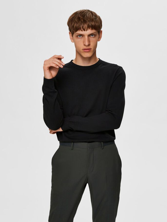 Girocollo in Cotone / Nero - Ideal Moda