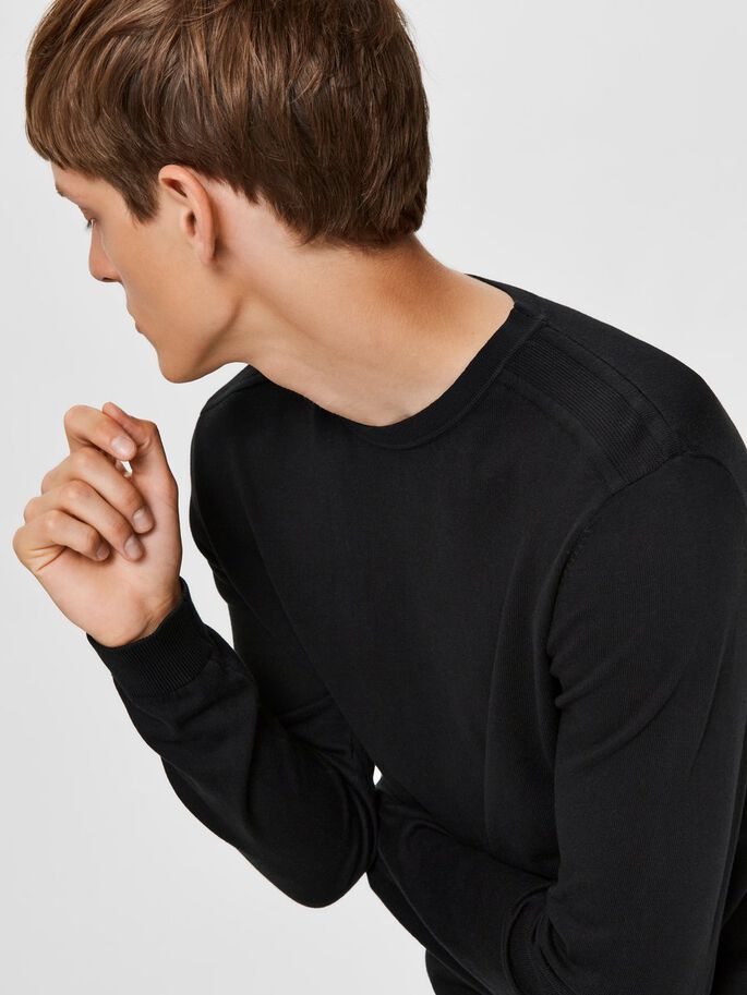 Girocollo in Cotone / Nero - Ideal Moda