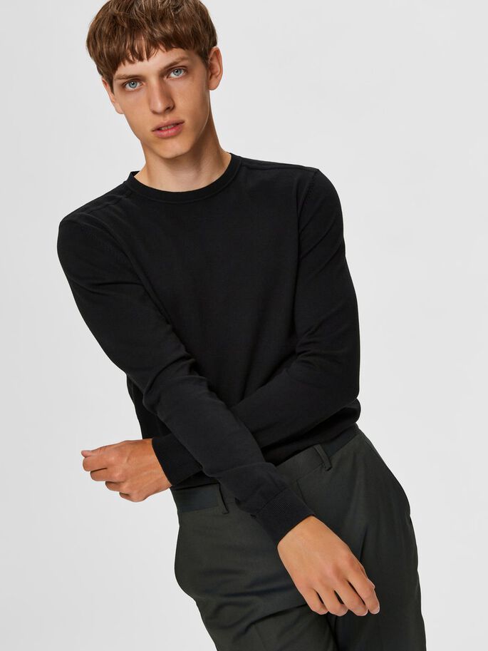 Girocollo in Cotone / Nero - Ideal Moda