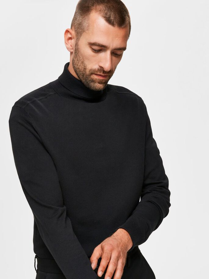 Collo Alto in Cotone / Nero - Ideal Moda