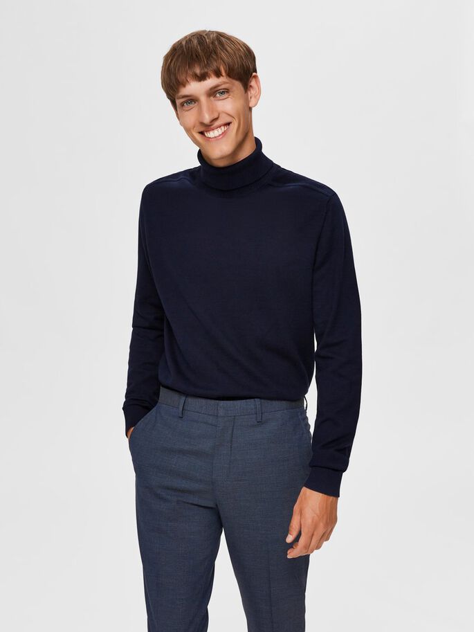 Collo Alto in Cotone / Blu - Ideal Moda