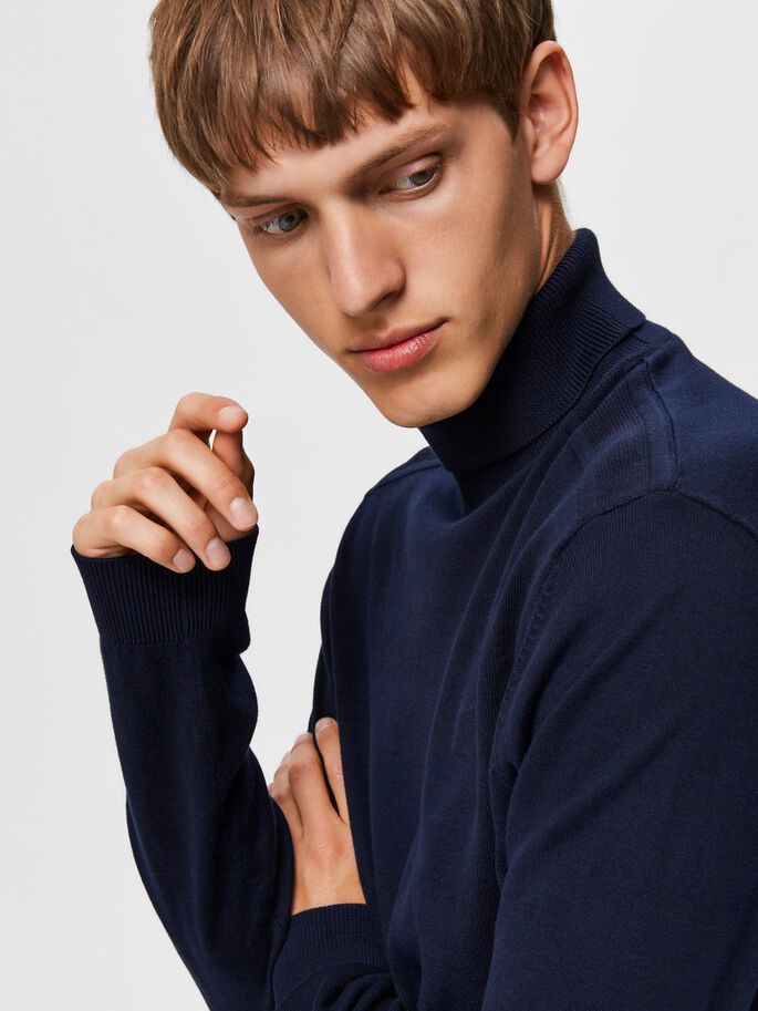 Collo Alto in Cotone / Blu - Ideal Moda