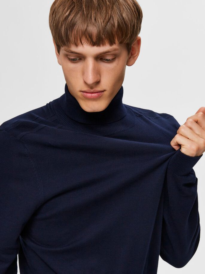 Collo Alto in Cotone / Blu - Ideal Moda