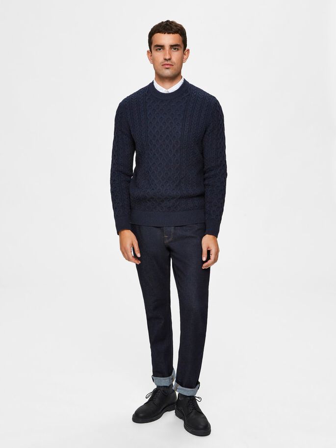 Maglia classica a trecce / Blu - Ideal Moda