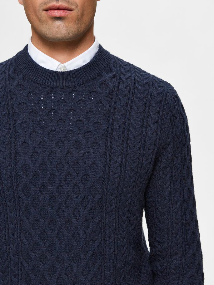 Maglia classica a trecce / Blu - Ideal Moda