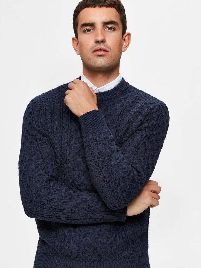 Maglia classica a trecce / Blu - Ideal Moda