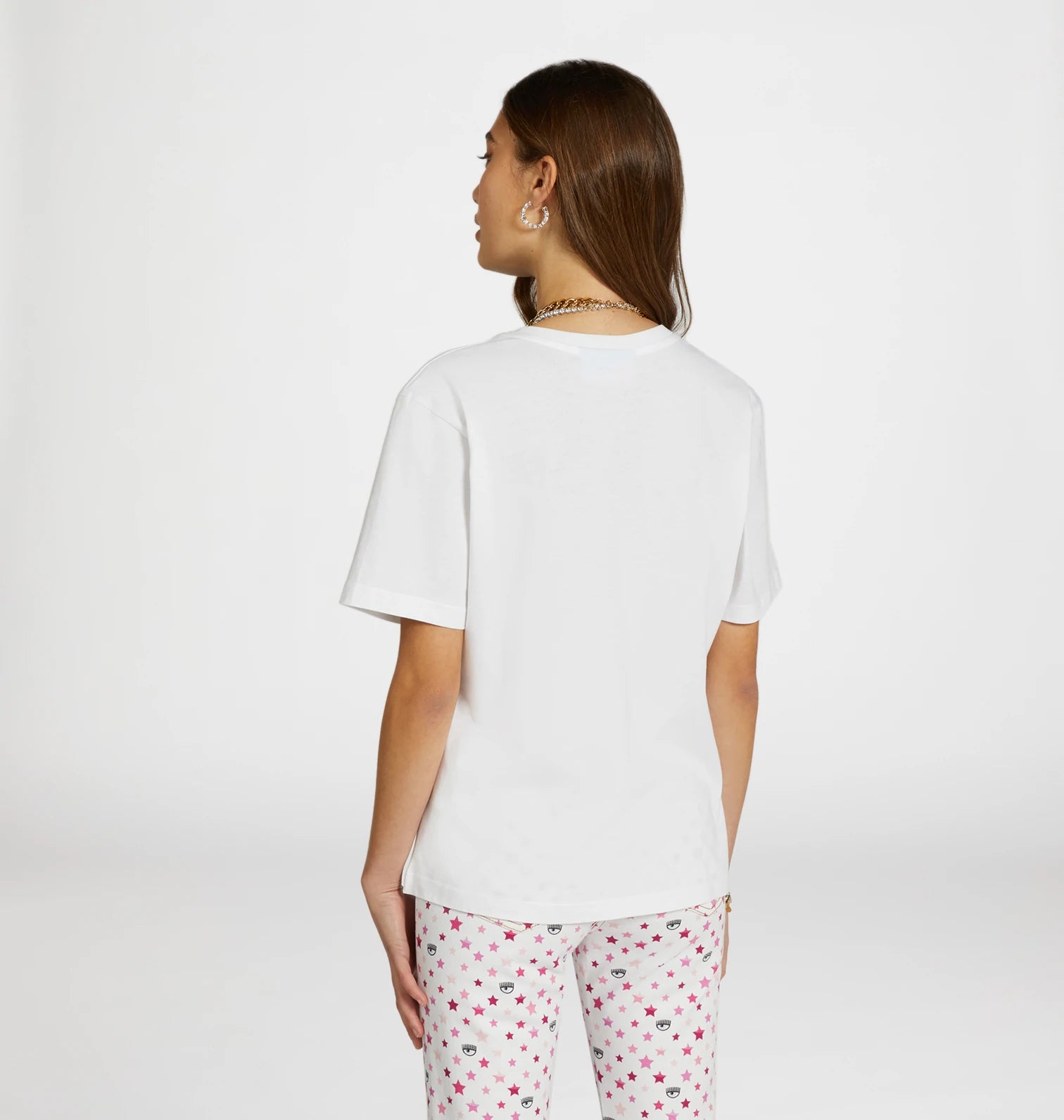 T-Shirt Chiara Ferragni con Logo Ricamato / Bianco - Ideal Moda