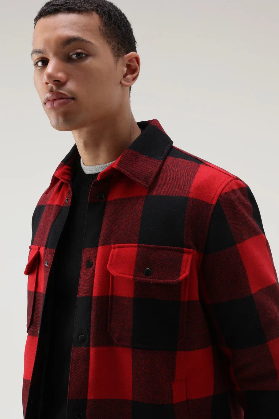 Giacca Camicia a Fantasia Woolrich / Rosso - Ideal Moda