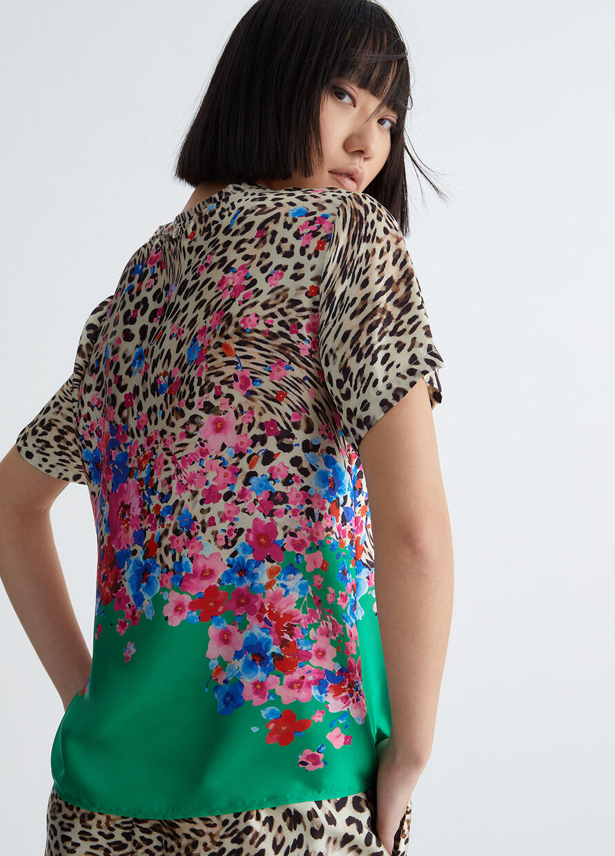 T-Shirt con Fantasia Animalier Liu Jo / Multicolor - Ideal Moda