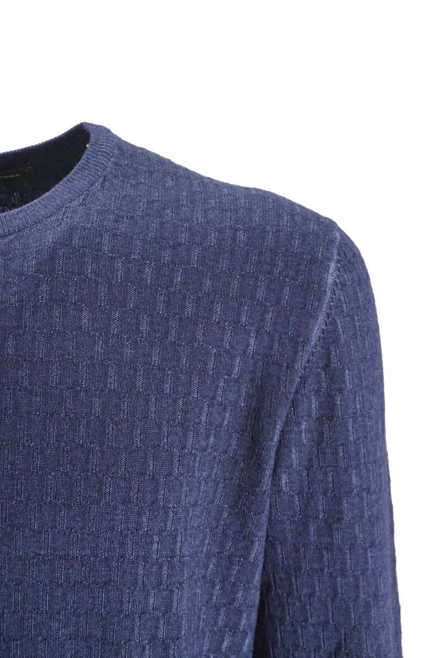Maglia Tagliatore con Tramatura / Blu - Ideal Moda