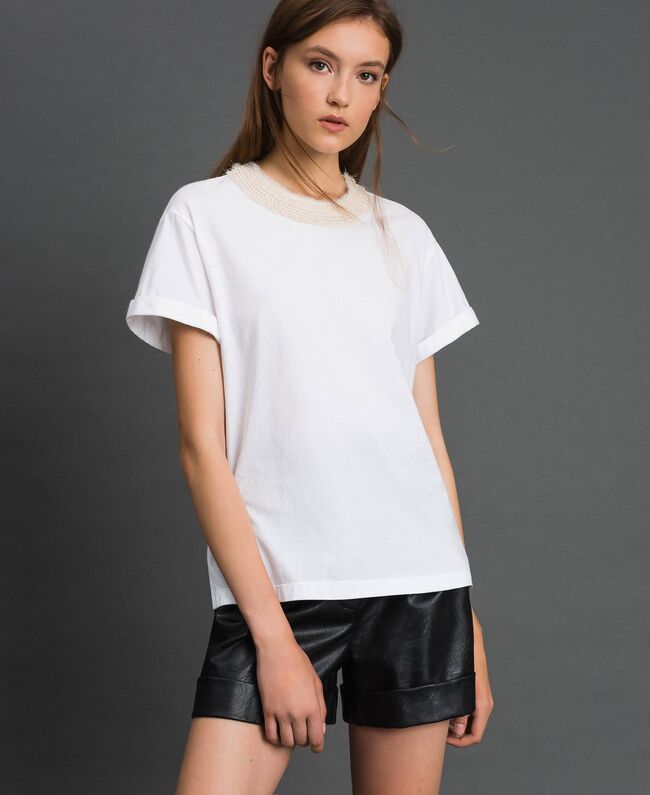 TT2562-T-SHIRT / Bianco - Ideal Moda