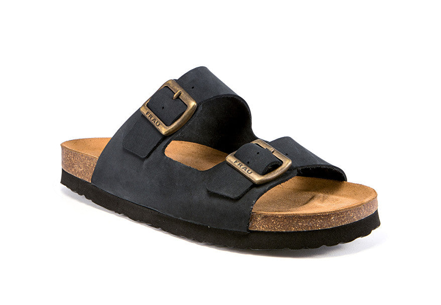 Ciabatta doppia fascia nabuk / Blu - Ideal Moda