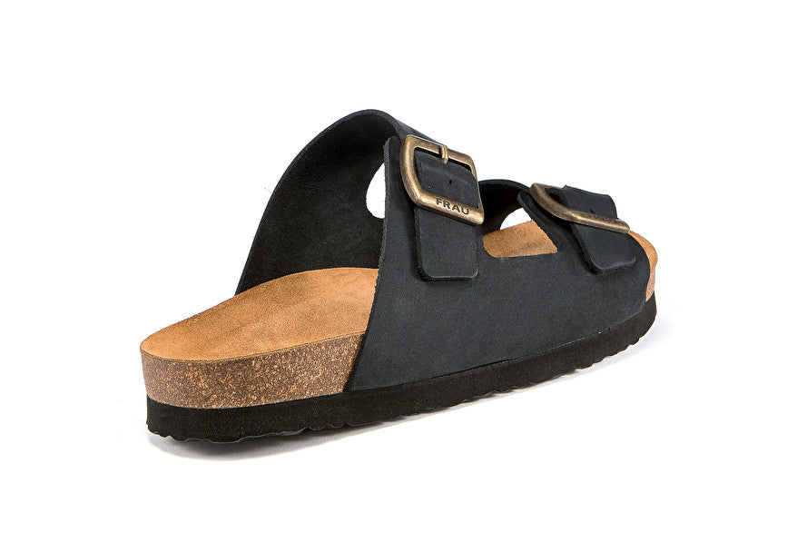 Ciabatta doppia fascia nabuk / Blu - Ideal Moda