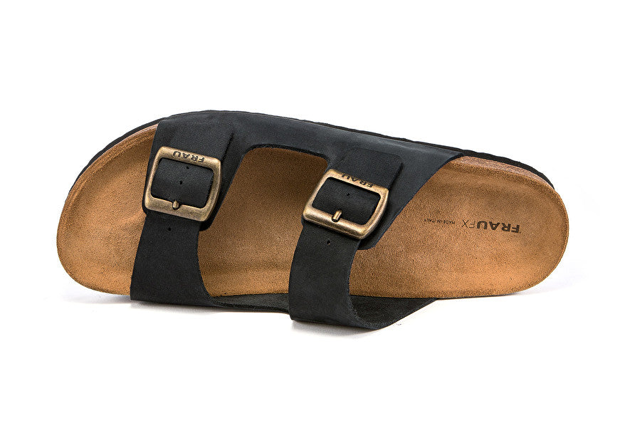 Ciabatta doppia fascia nabuk / Blu - Ideal Moda