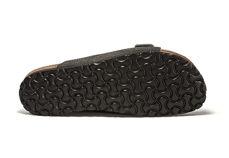 Ciabatta doppia fascia in pelle stampata / Nero - Ideal Moda