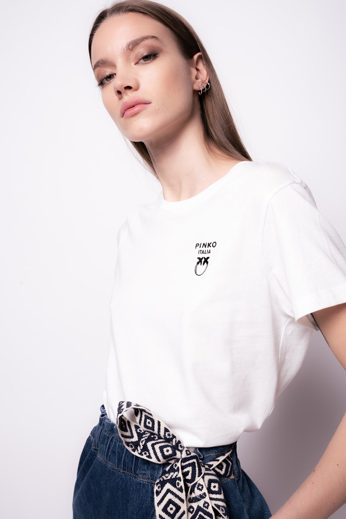 T-Shirt Pinko con Logo / Bianco - Ideal Moda