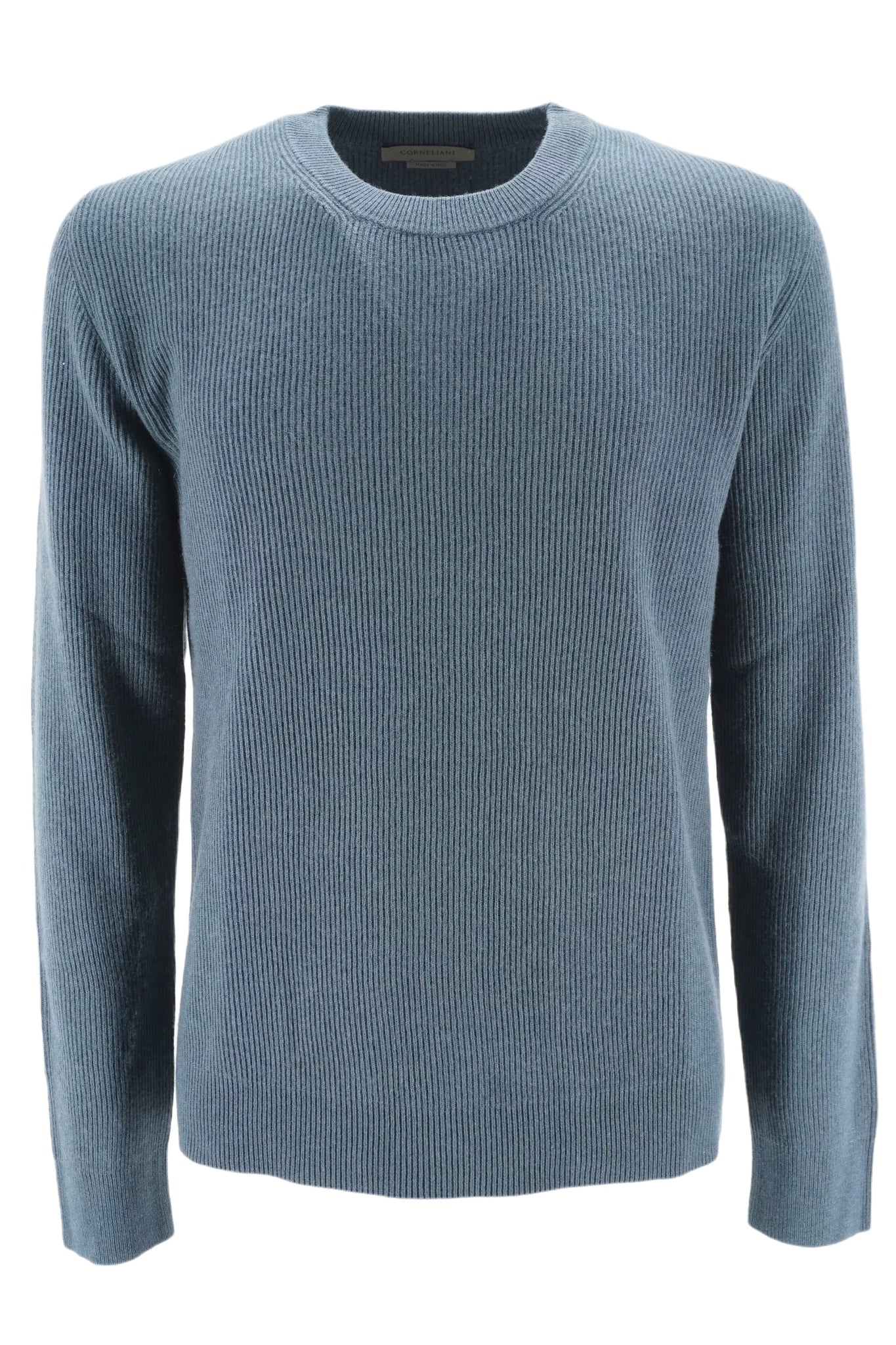Maglia a Costine in Seta e Cashmere Corneliani / Celeste - Ideal Moda