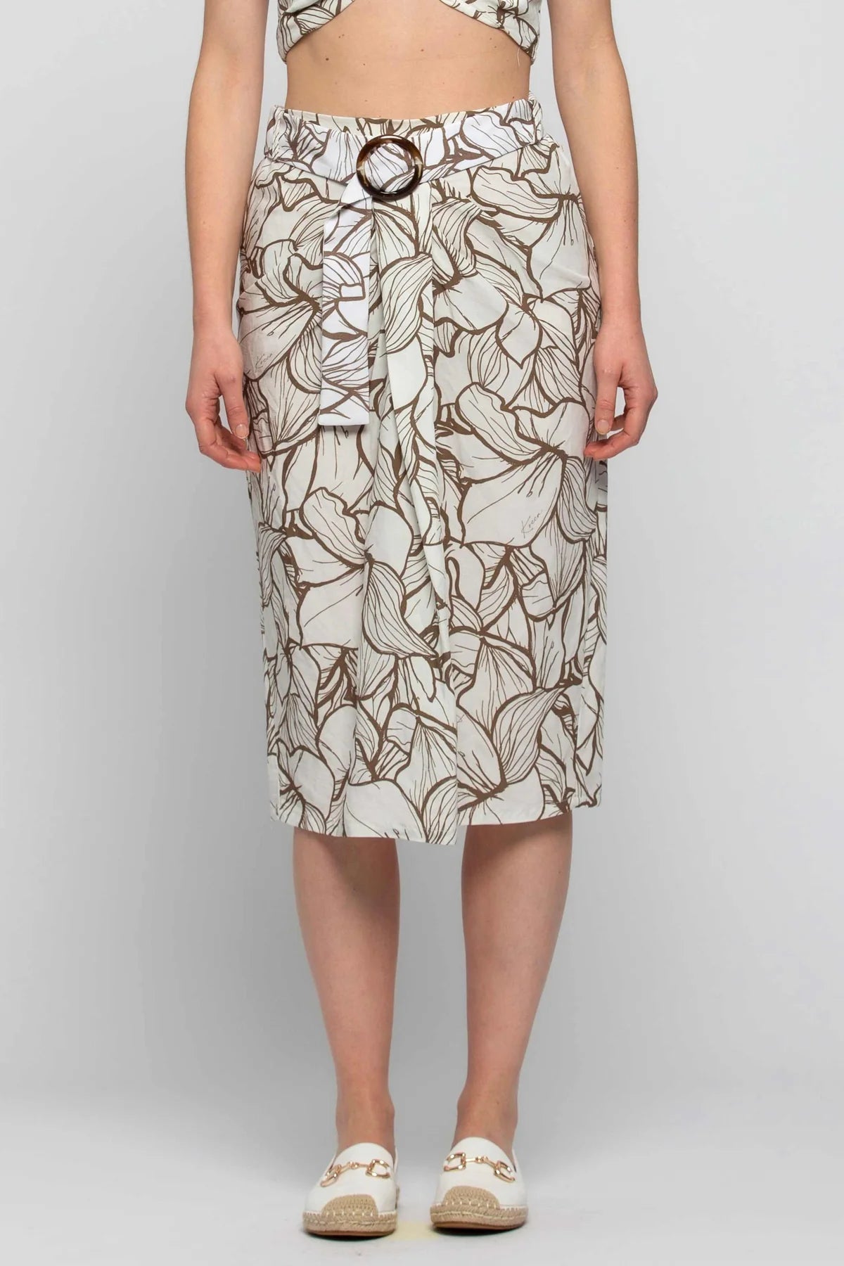 Gonna a Fantasia con Cintura / Bianco - Ideal Moda