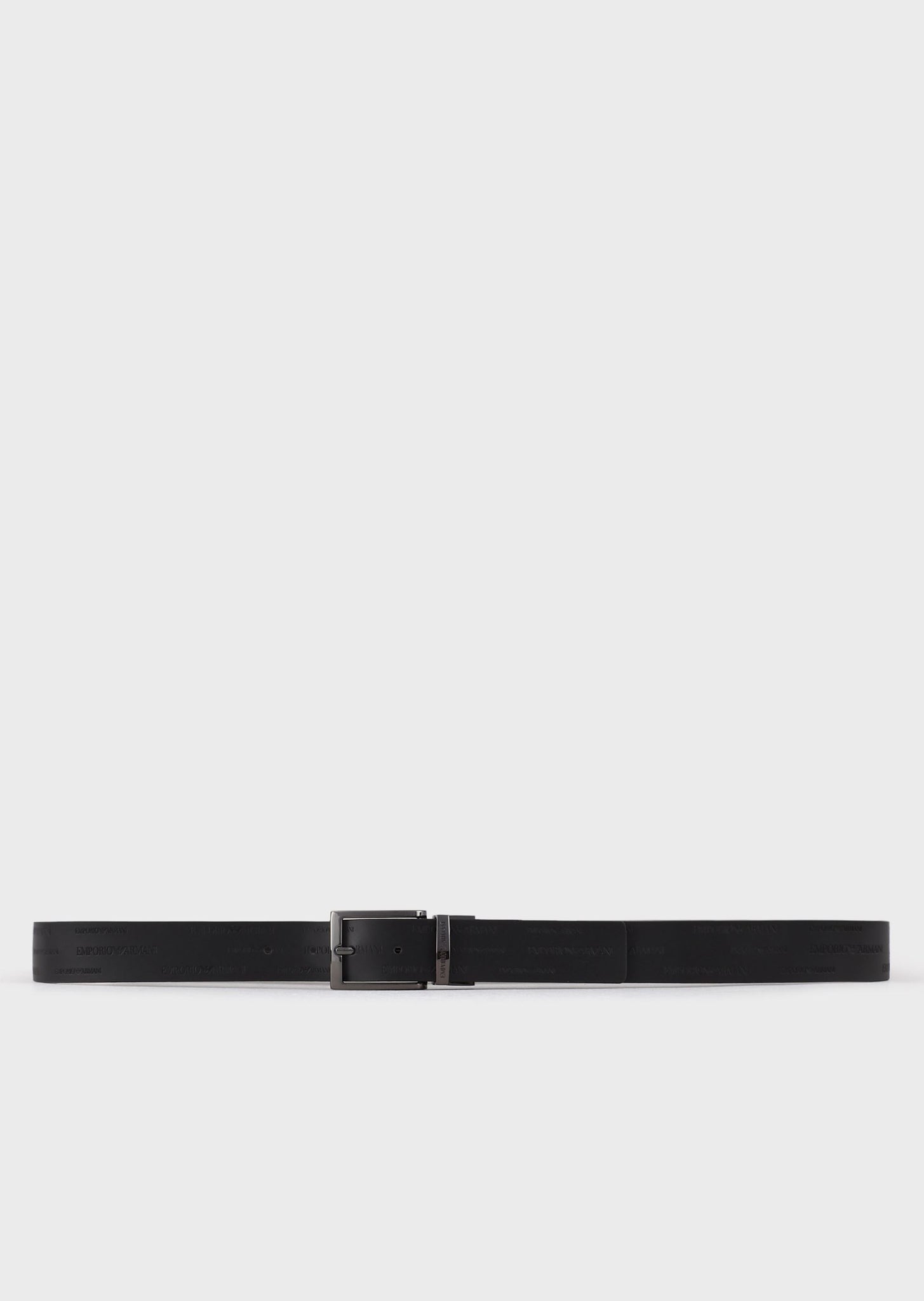 Cintura in pelle con logo embossed all over / Nero - Ideal Moda