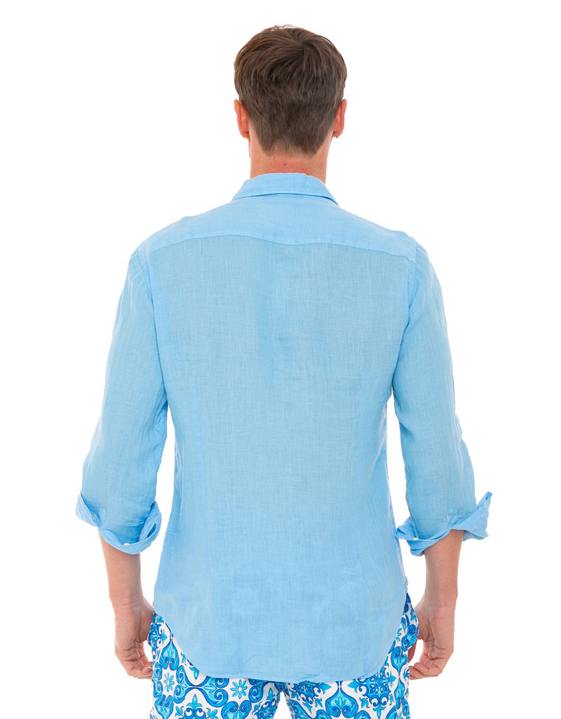 Camicia Mc2 Saint Barth in Lino / Celeste - Ideal Moda