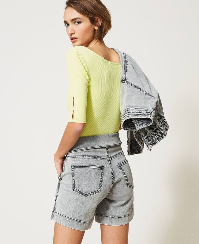 Shorts a vita alta in jeans / Jeans - Ideal Moda