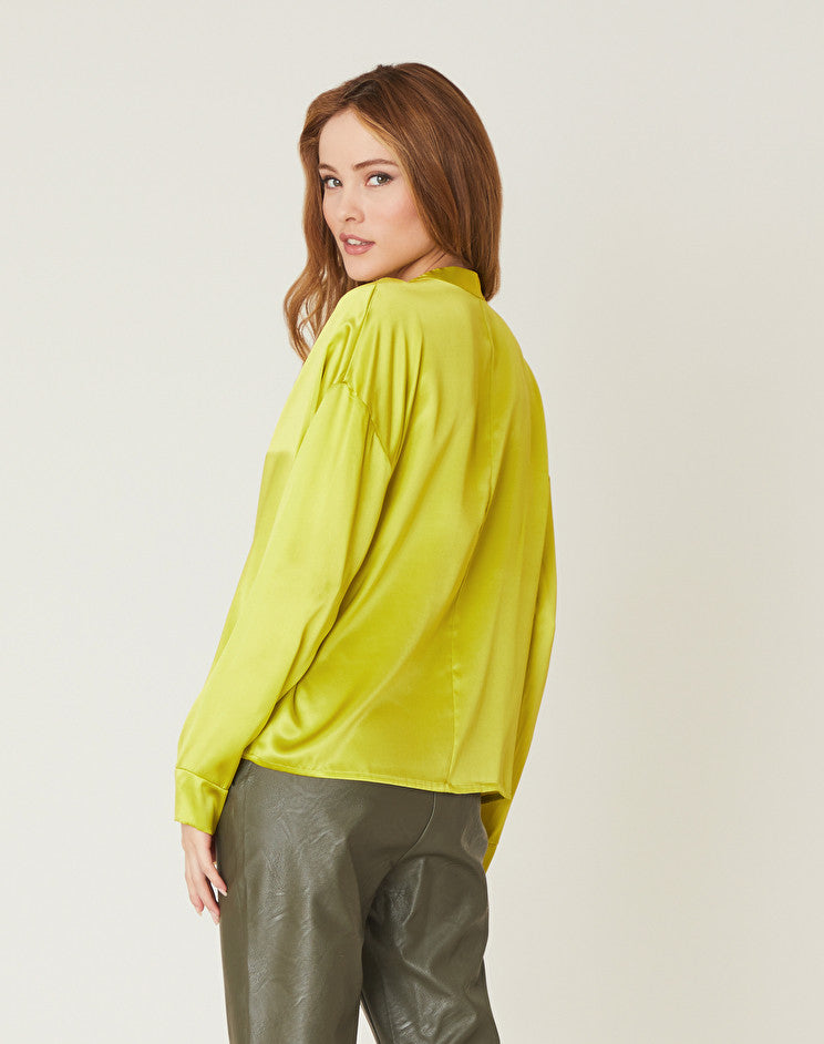 Blusa in Seta con Scollo a V Manila Grace / Giallo - Ideal Moda