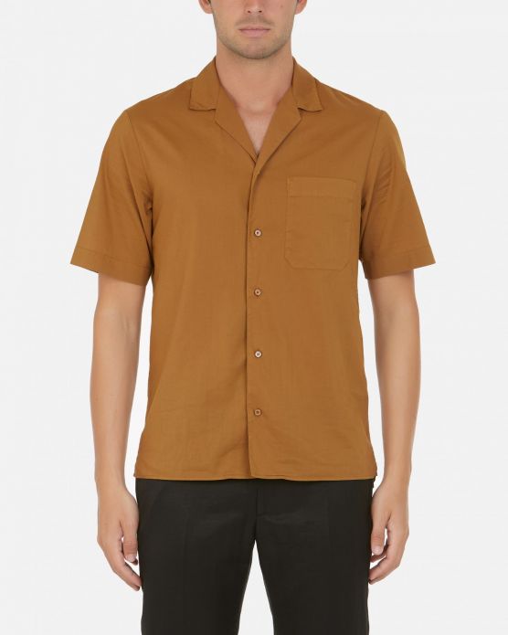 Camicia da bowling con taschino / Beige - Ideal Moda