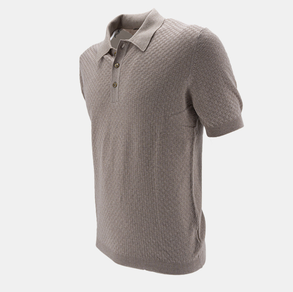 Polo in Filo di Cotone Tramato / Beige - Ideal Moda